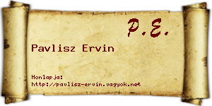 Pavlisz Ervin névjegykártya